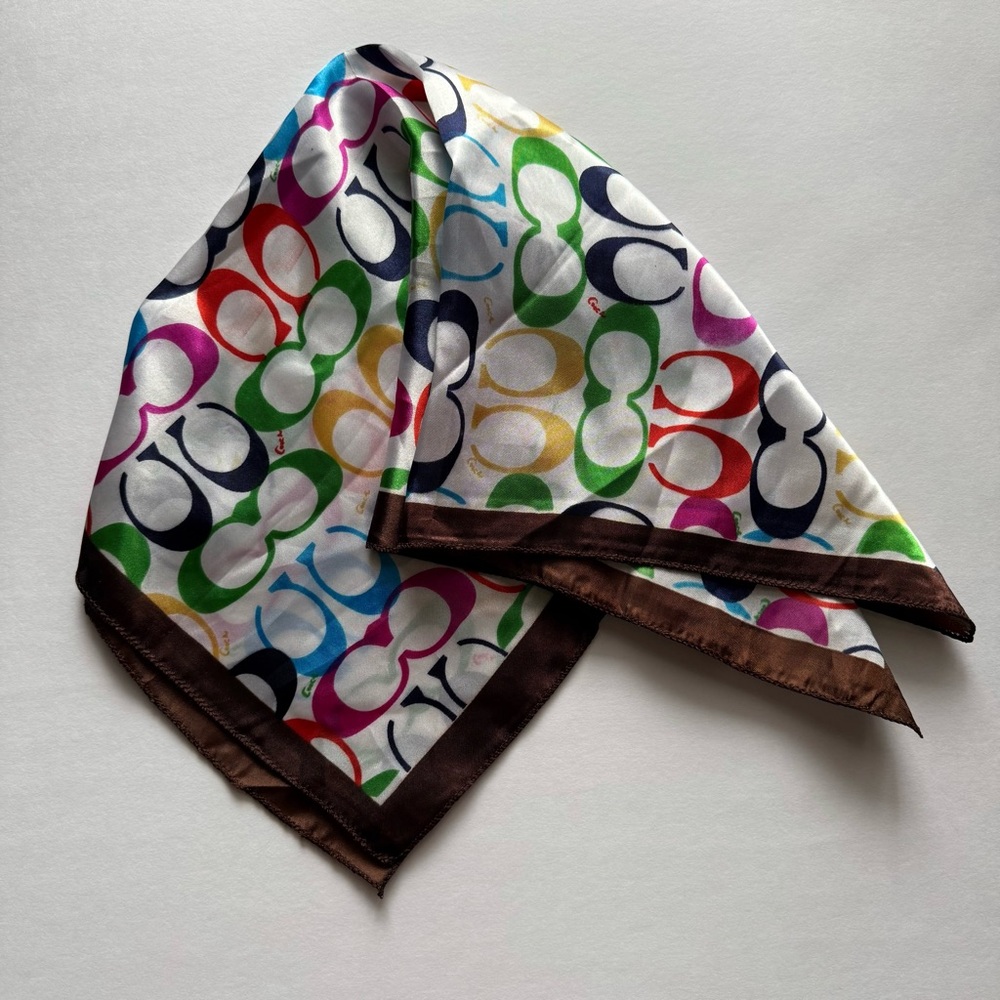 Coach Colorful Square Signature Pattern Silk Scarf - image 1